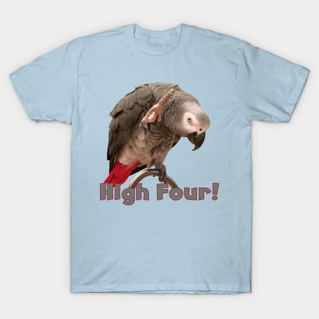 African Grey Parrot Waving High Four T-Shirt by Einstein Parrot